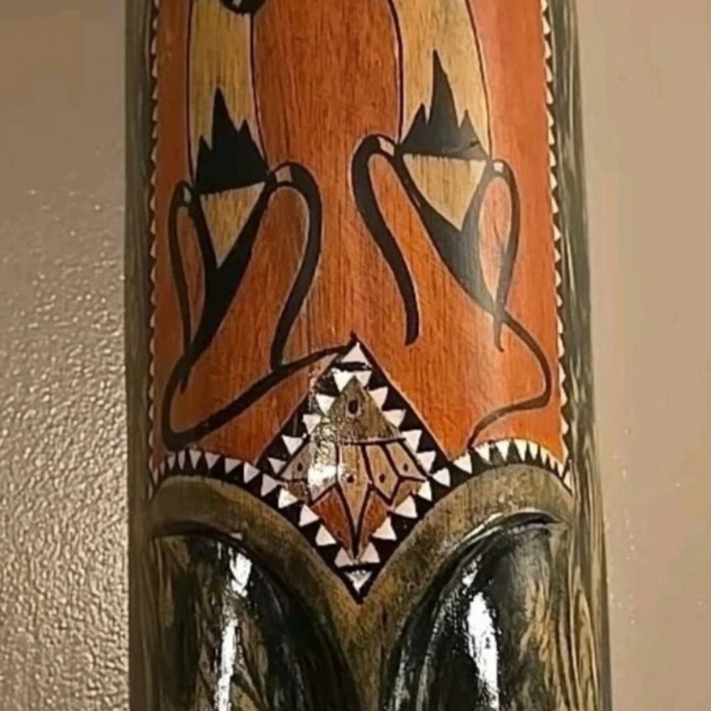 Handcrafted Indonesian Wood Carved Wall Mask - Black & Brown - Picture 4 of 5